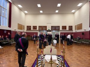royal arch companions chatting as they get ready for the annual convocation to start